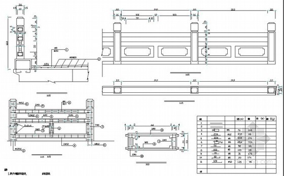 桥梁栏杆su资料下载-桥梁钢筋混凝土栏杆节点大样图