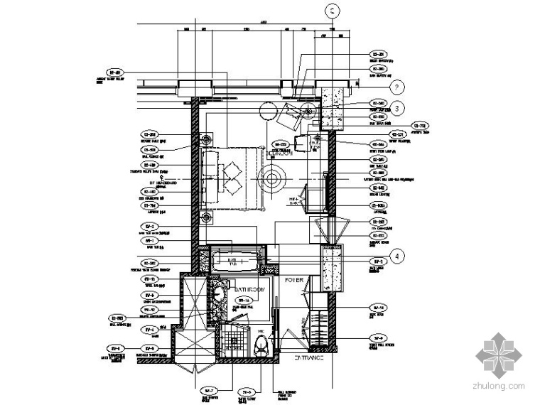 单人卫生间CAD资料下载-五星级酒店标准客房单人间施工图