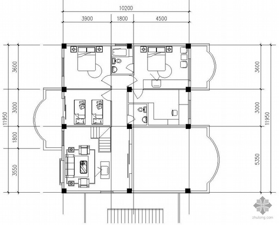 4层跃层住宅优秀户型图资料下载-板式多层单户有跃层户型图(143)
