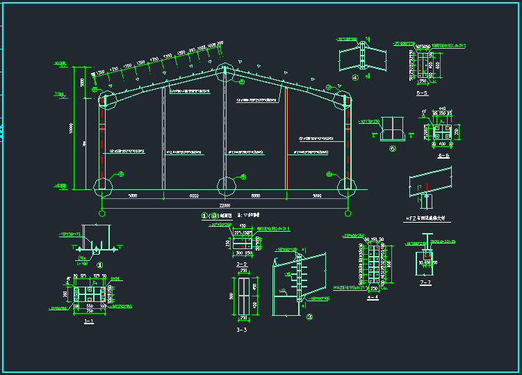 27米跨钢屋架厂房施工图资料下载-篮球馆钢结构门式钢架厂房施工图