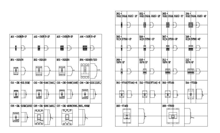cad常用图例资料下载-常用空气开关图例