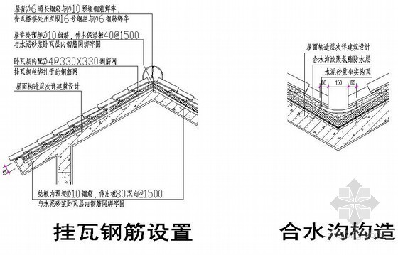 基础连梁钢筋做法资料下载-挂瓦钢筋设置做法详图