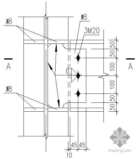 梁柱节点铰接资料下载-某400梁柱铰接连接节点构造详图（弱轴）