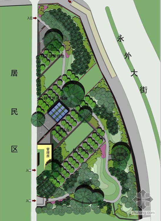 总平面图水景设计资料下载-北京城市公园景观总平面图
