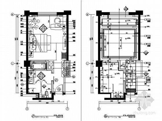 30平方房间设计资料下载-[甘肃]44平方客房设计施工图