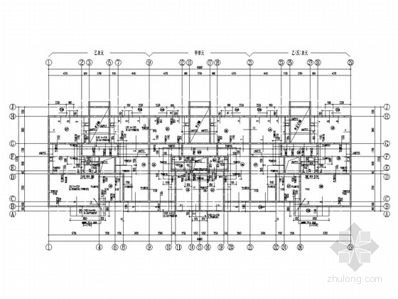 [北京]18层剪力墙结构住宅楼结构施工图（平板式筏基）-标准层顶板配筋平面图 