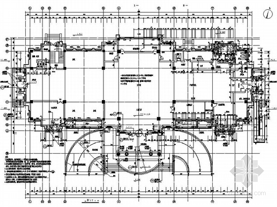 [浙江]三层西班牙风格售楼处建筑施工图-三层西班牙风格售楼处建筑平面图 