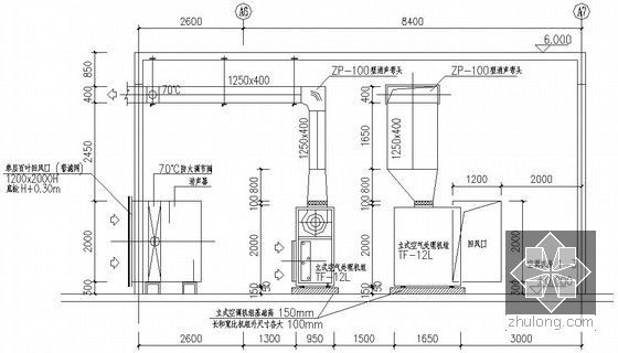 [江苏]图书馆空调通风设计施工图-空调机房剖面图