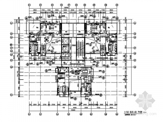 [贵州]高层框剪结构面砖外墙商用住宅建筑施工图（含多套方案）-高层框剪结构面砖外墙商用住宅建筑平面图