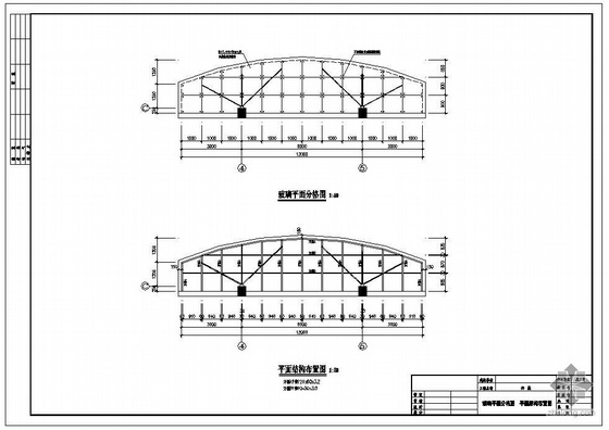 弧形桁架建筑图资料下载-某弧形钢结构玻璃雨篷结构图