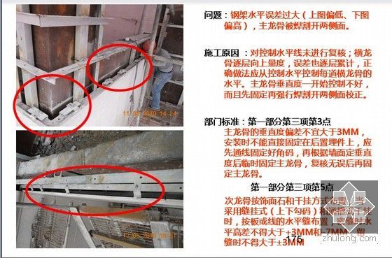 建筑工程石材施工技术培训讲义（PPT，216页，丰富图片）-钢架水平误差过大