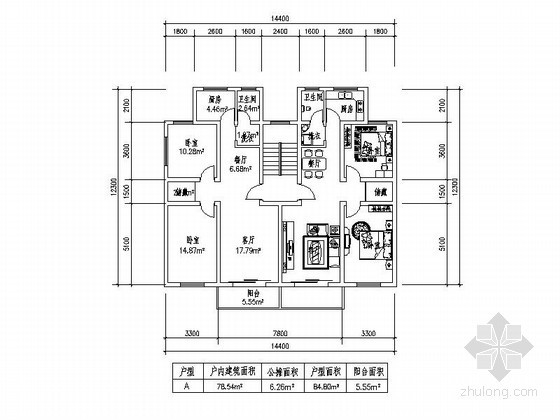 小区多层住宅户型图CAD资料下载-[合集]80-120平方米多层住宅户型图