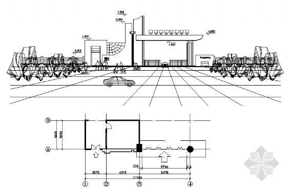 建筑施工工地大门CAD图资料下载-大门建筑施工图3
