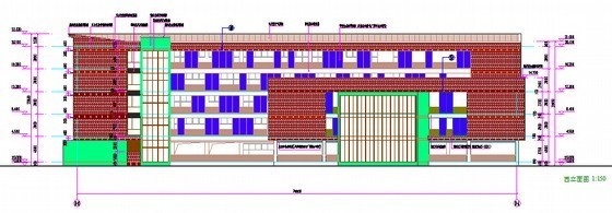 [安徽]中学新校区真石漆工程预算书（全套图纸）-教学楼立面图 