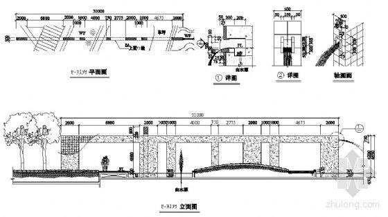 中式水景墙效果图资料下载-流水景墙施工图