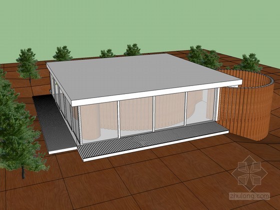 简单住宅su模型资料下载-现代简单建筑SketchUp模型下载