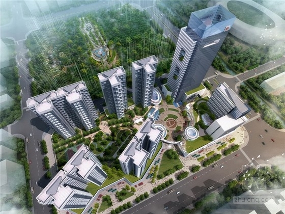 办公公寓规划资料下载-[广东]现代风格办公及住宅地块规划设计方案文本