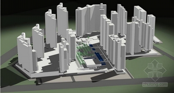 [深圳]现代化科技住宅小区组团景观规划设计方案-模型图