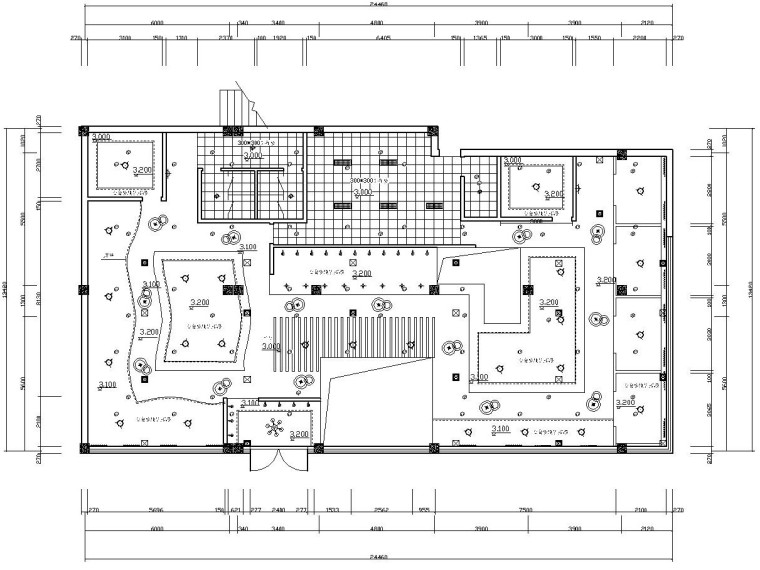 现代极简风格西餐厅装修全套CAD施工图（附效果图）-一层天花