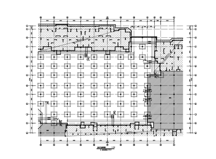 单层剪力墙结构住宅小区地下室结构施工图（CAD、55张）-人防地下室底板配筋图