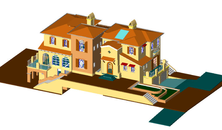 别墅bim图下载资料下载-BIM模型-revit模型-别墅模型