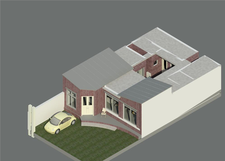 别墅设计revit资料下载-BIM模型-revit模型-单层别墅设计