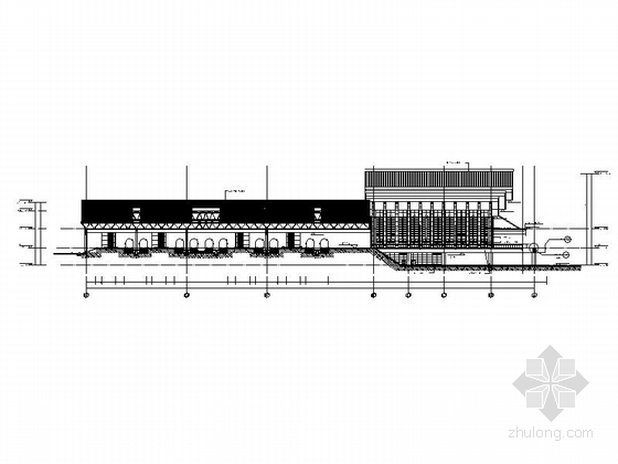 [湖南]三层古典风格市级中型火车站建筑施工图-三层古典风格市级中型火车站建筑立面图