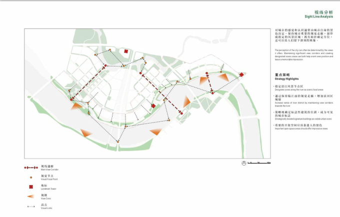 [广西]某市江北岸滨水区城市设计方案-视线分析