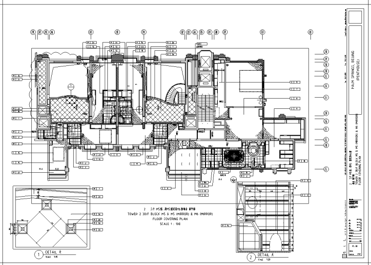 北京棕榈泉2号楼复式单元样板房室内设计施工图-三十层地材图