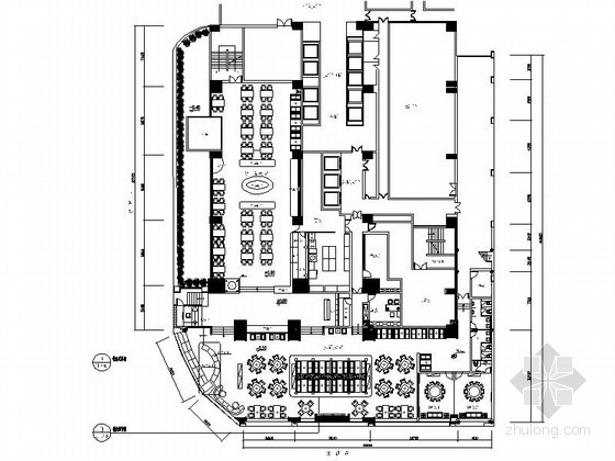 宾馆平面图尺寸图资料下载-[深圳]某商务酒店餐厅平面图