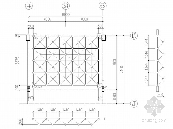 网架钢结构顶施工图资料下载-商场采光顶钢网架结构施工图
