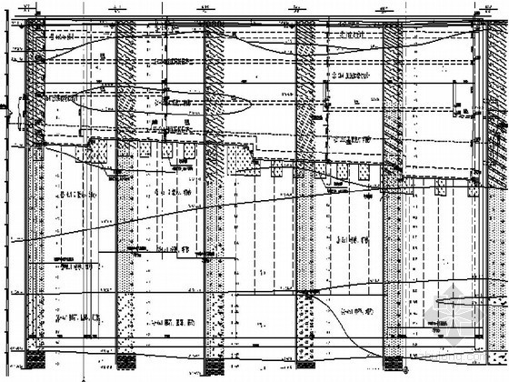 [江苏]地铁中间风井基底三管高压旋喷桩加固施工方案-中间风井地质纵剖面图 