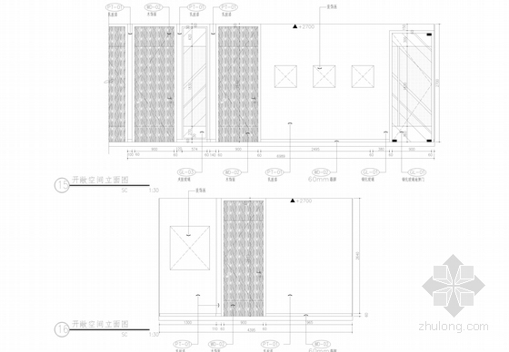 [上海]知名设计公司设计现代商业办公空间施工图（含概念方案设计文本）-[上海]知名设计公司设计现代商业办公空间施工图立面图
