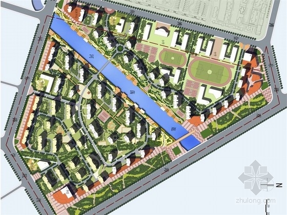 居住区规划案例宜居社区资料下载-[山东]花园式滨河高档居住区规划设计方案