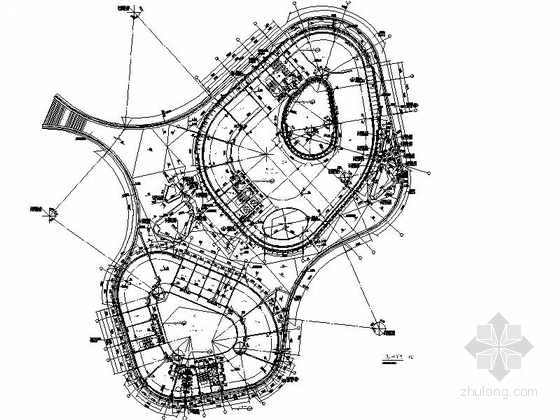 [四川]双圆形平面4层招商中心建筑施工图-双圆形平面4层招商中心建筑平面图