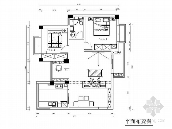 住宅装修地中海案例资料下载-清新田园地中海混搭风格两居室装修室内设计施工图（含效果）