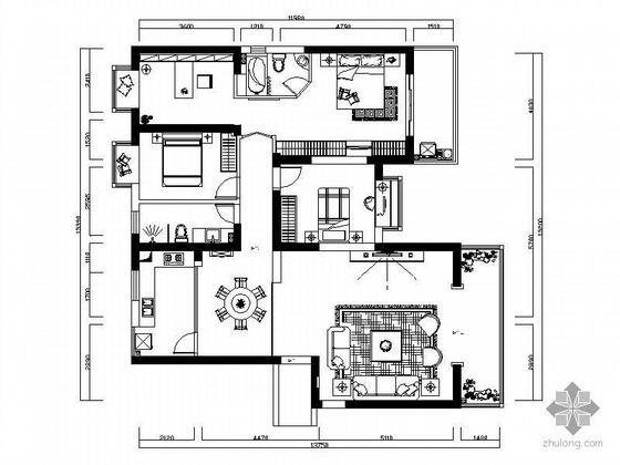 室内设计公共空间探索资料下载-[南昌]某居室空间室内设计图