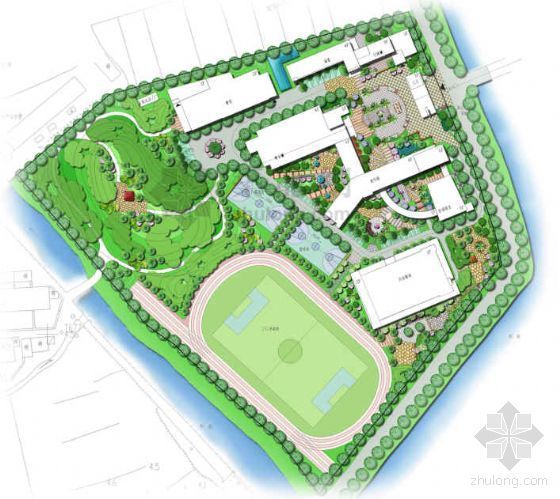 小学平面设计景观设计资料下载-浙江宁波小学环境景观设计方案