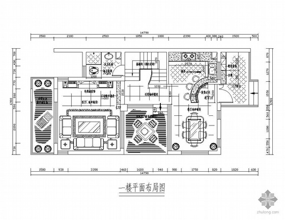 室内平面设计布局资料下载-某三层别墅平面设计图