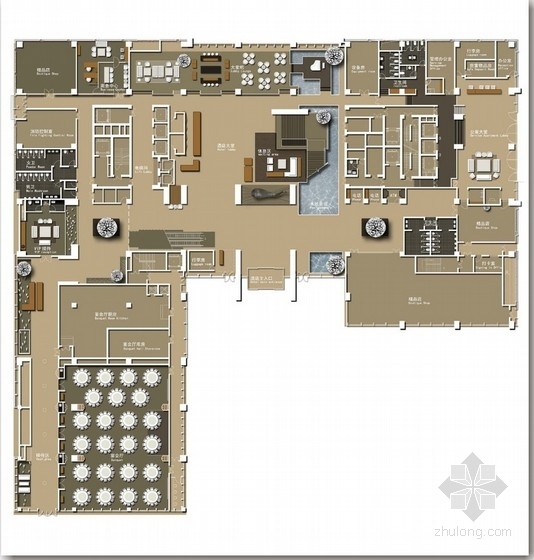 酒店商务区设计资料下载-[成都]新型科技商务区著名国际豪华五星级酒店设计方案图