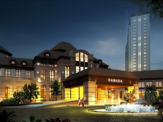 欧式酒店设计文本资料下载-[河南]某六层欧式酒店建筑方案文本（南京知名设计院）