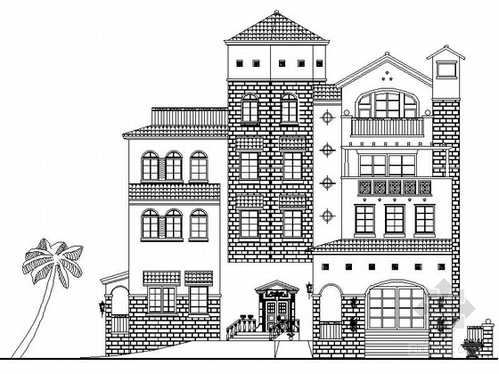 海南三层别墅资料下载-[海南]某三层高尔夫别墅建筑方案图（480平方米）
