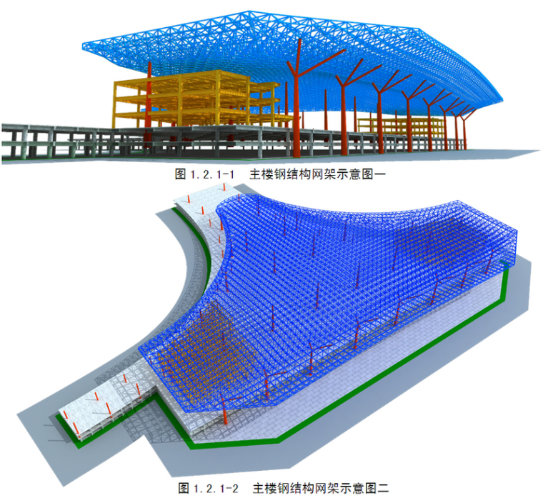 [天津]国际机场航站楼工程屋面网架安装施工技术（63页，附图）-主楼钢结构示意图