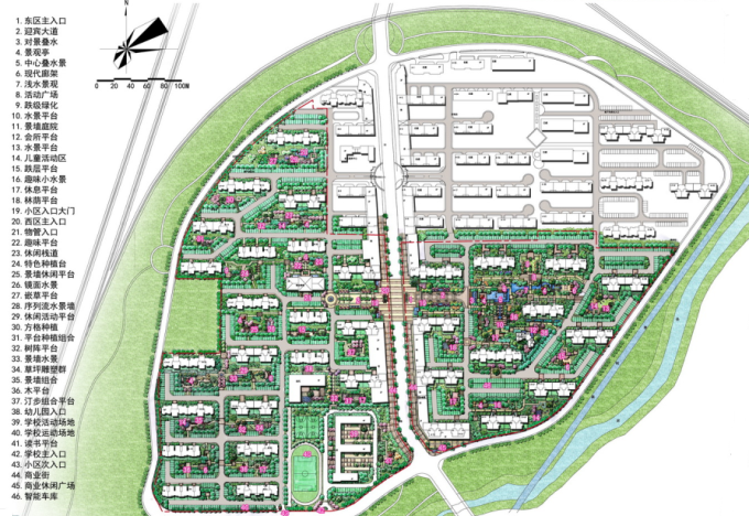 [山东]现代典雅主义生态居住区景观设计方案-景观总平面图