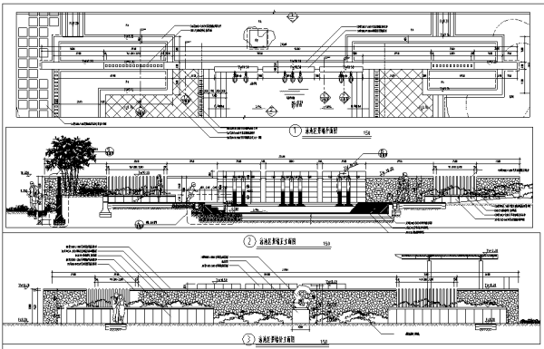 [浙江]滨江精工豪宅居住区屋顶花园景观设计全套园建施工图-泳池区景墙设计详图