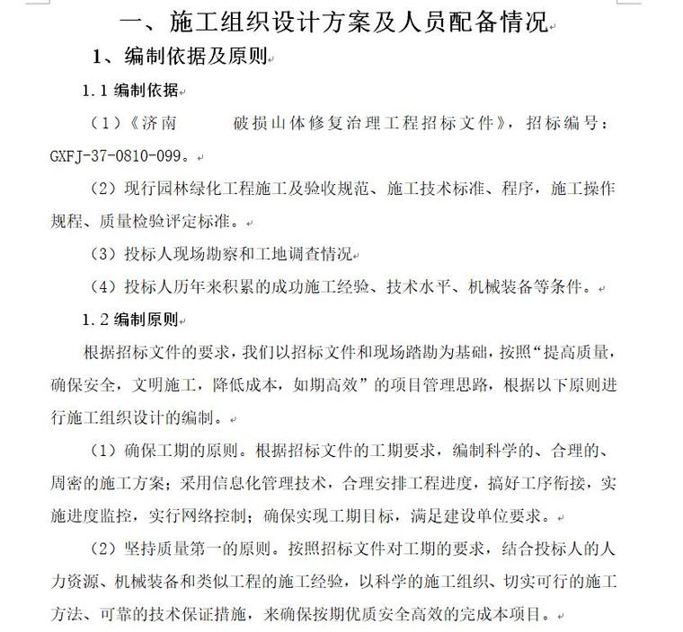 山体施工专项方案资料下载-济南某园林山体修复治理施工方案（66页）