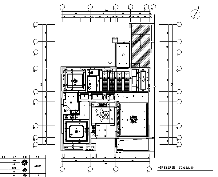 以海风诠释浪漫|美式浪漫住宅设计施工图（附效果图）-天花造型尺寸图