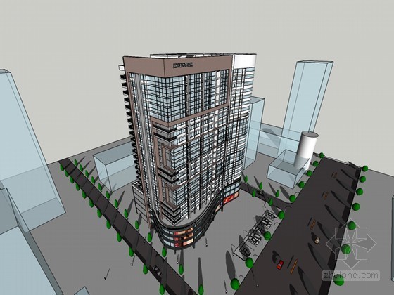 带窗座的小型现代公寓资料下载-现代公寓大楼SketchUp模型下载
