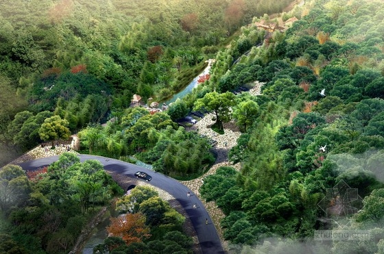 入口服务区鸟瞰效果图