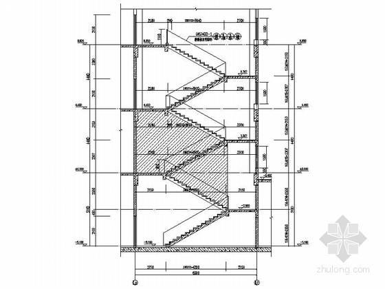 [江西]现代风格三层商住建筑设计方案施工图-现代风格三层商住建筑楼梯剖面图